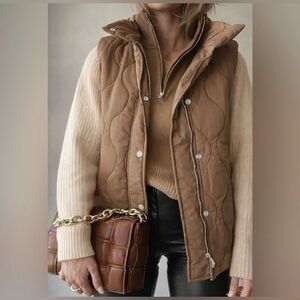 Women's Tan Quilted Vest